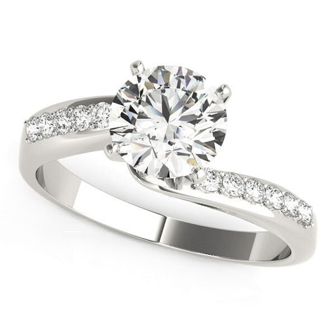 Size: 3 - 14k White Gold Bypass Round Pronged Diamond Engagement Ring (1 5/8 cttw)