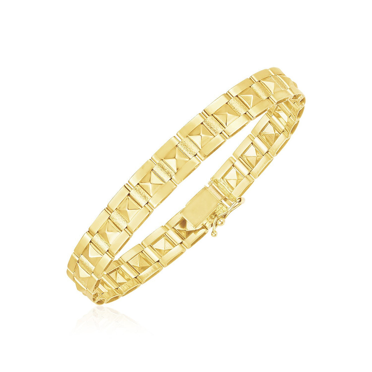 Size: 7'' - 14k Yellow Gold High Polish Spike Pyramid Bracelet (8.5mm)