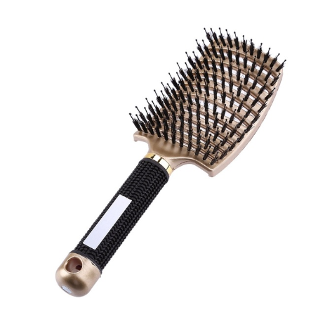 Hairbrush Anti Klit Brushy Haarborstel Women Detangler Hair Brush Bristle Nylon Scalp Massage Tangle Teaser Hair Brush Comb - Color: Golden black, brush: Brush, quantity: 1pc