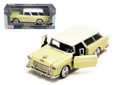 1955 Chevrolet Bel Air Nomad Yellow with White Top 1/24 Diecast Model Car by Motormax FSSA Global B