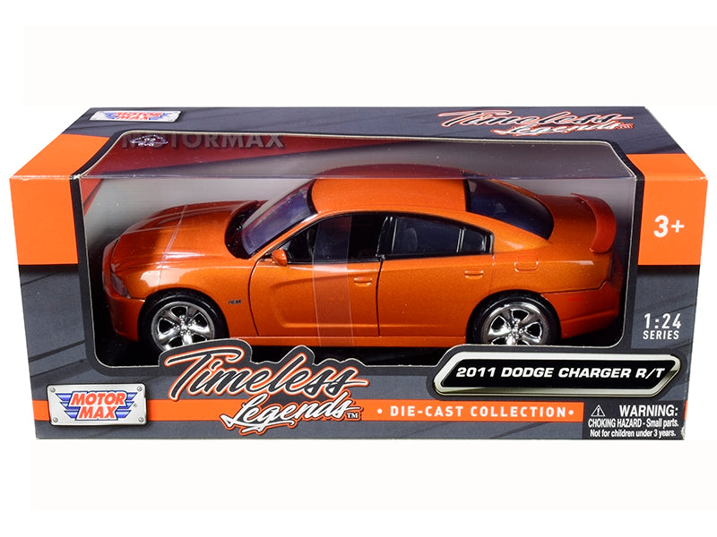 2011 Dodge Charger R/T Hemi Metallic Orange 1/24 Diecast Model Car by Motormax