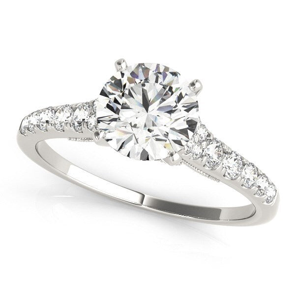 Size: 6.5 - 14k White Gold Diamond Engagement Ring With Single Row Band (1 3/4 cttw)
