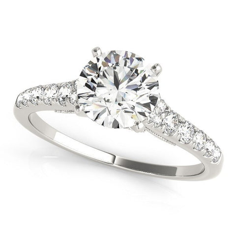 Size: 6 - 14k White Gold Diamond Engagement Ring With Single Row Band (1 3/4 cttw)