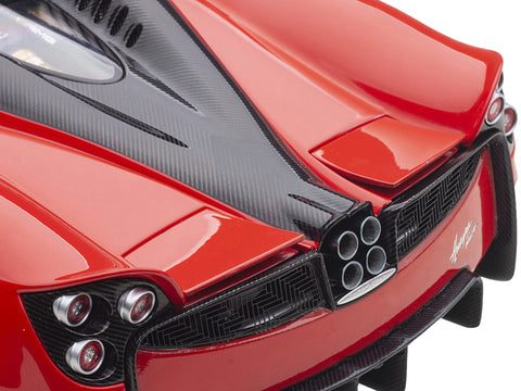 Pagani Huayra Roadster Rosso Monza Red and Carbon with Luggage Set 1/18 Model Car by Autoart