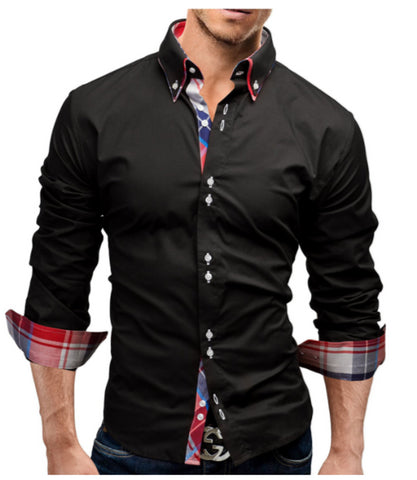 Color: Black, Size: S - Classic Inner Slim Men Shirt