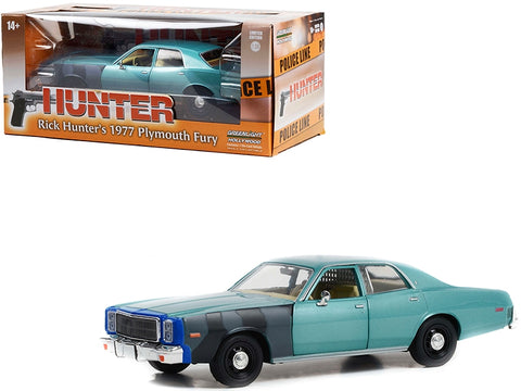 1977 Plymouth Fury Unrestored Turquoise Metallic (Sergeant Rick Hunter's) "Hunter" (1984-1991) TV Series "Hollywood Series" 1/24 Diecast Model Car by Greenlight