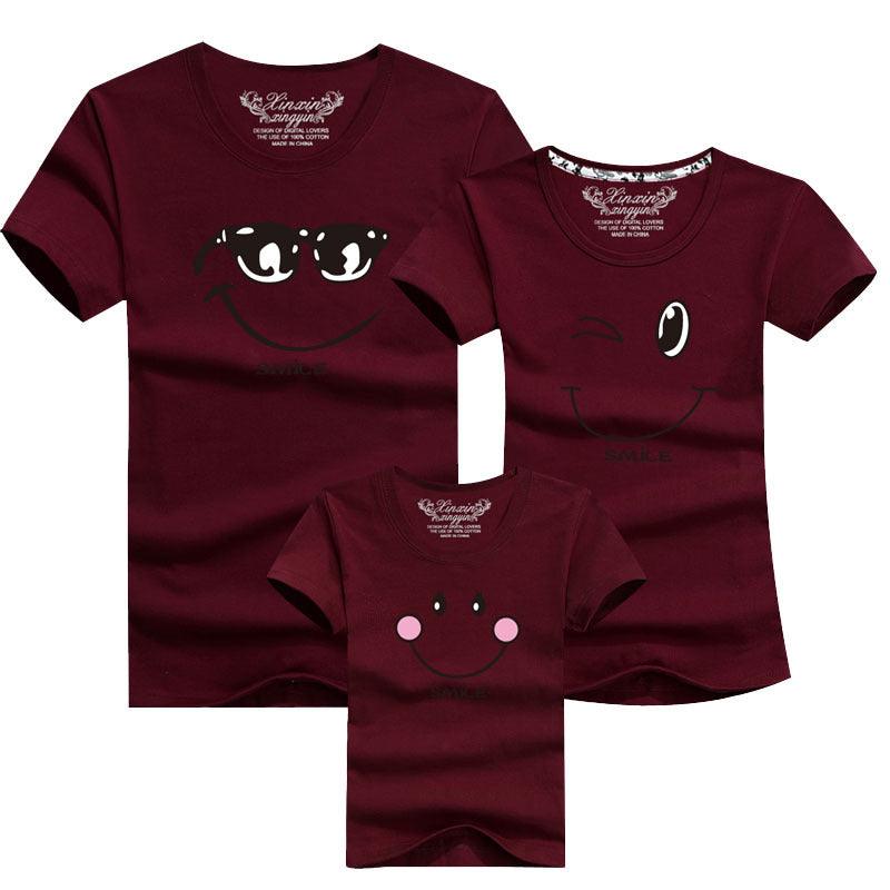 Round Neck Half Sleeve Family Outfit For A Family Of Three - Color: Wine Red, Size: Baby120cm - FSSA Global Bullet