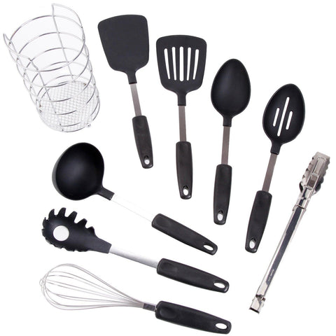Gibson Chef's Better Basics 9-Piece Utensil Set with Round Shape Wire Caddy - FSSA Global Bullet