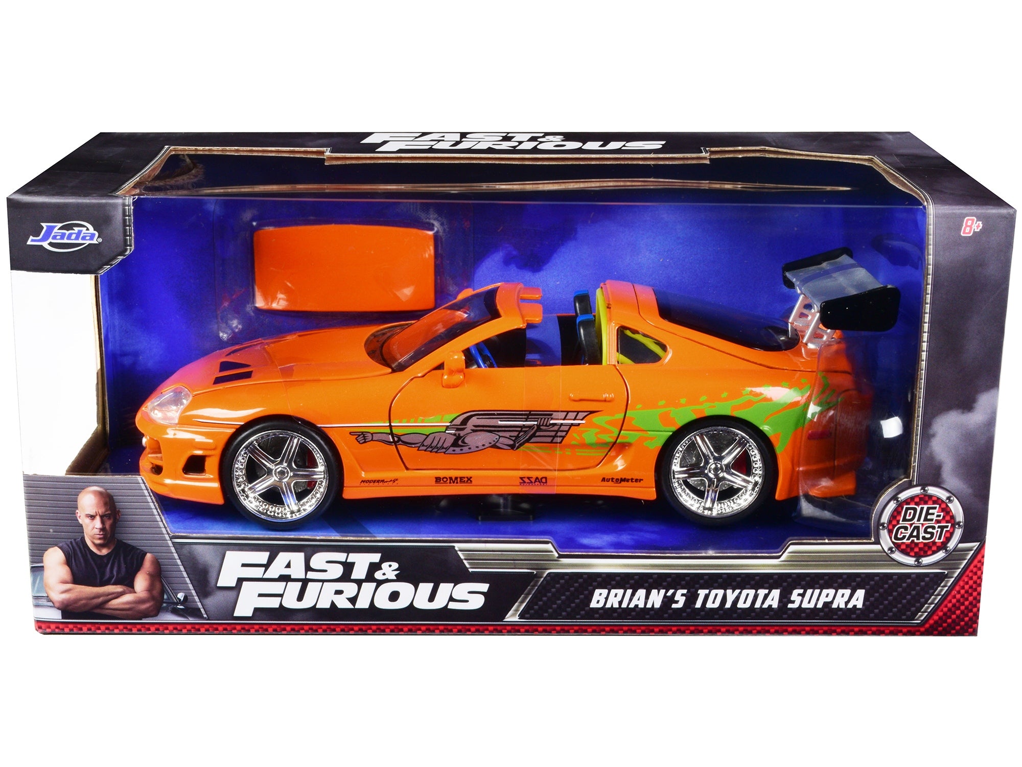 Brian's Toyota Supra Orange with Graphics "Fast & Furious" Movie 1/24 Diecast Model Car by Jada