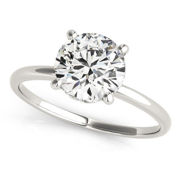 Size: 5.5 - 14k White Gold Prong Set Round Diamond Engagement Ring (2 cttw)