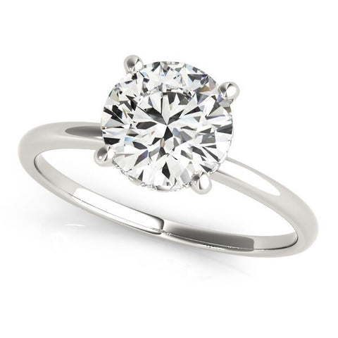 Size: 7 - 14k White Gold Prong Set Round Diamond Engagement Ring (2 cttw)