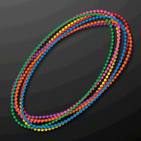 Smooth Round Opaque Bead Mardi Gras Necklace Assorted Pack of 12 FSSA Global B