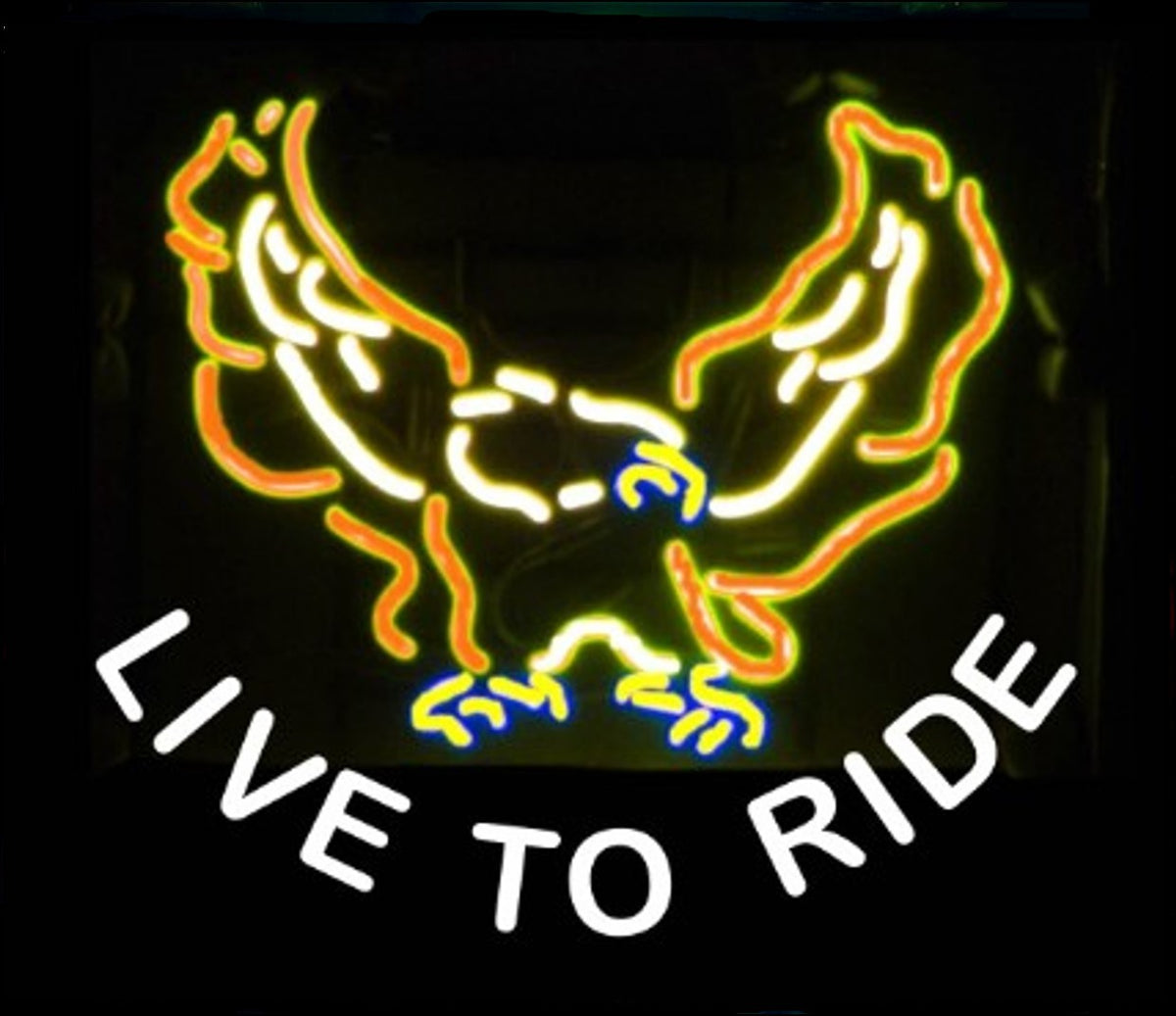 Live To Ride Eagle Neon Bar Sign