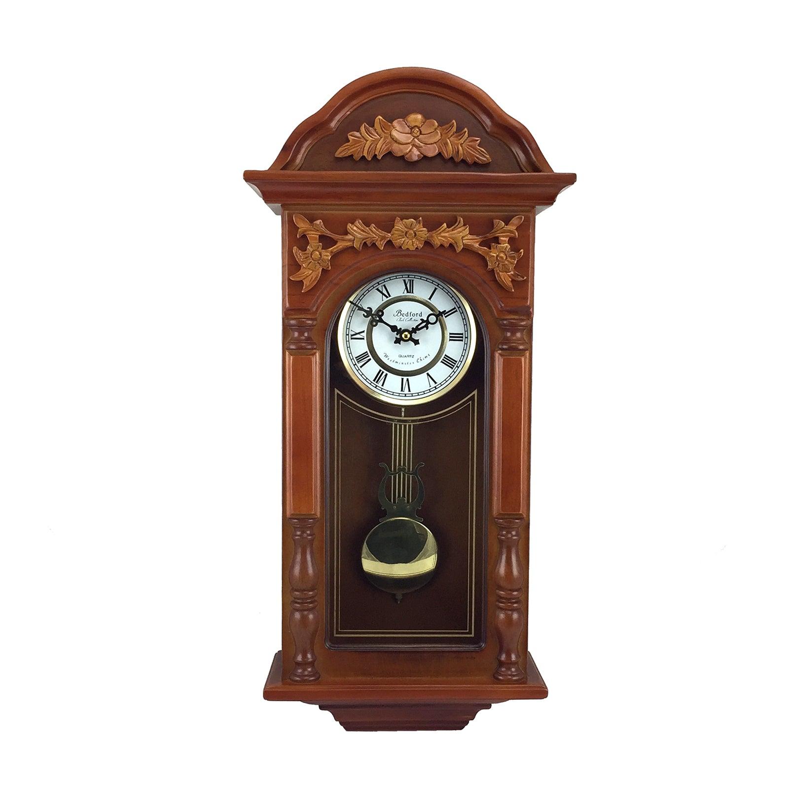 Bedford Clock Collection 27.5 Inch Oak Finish Pendulum Wall Clock - FSSA Global Bullet