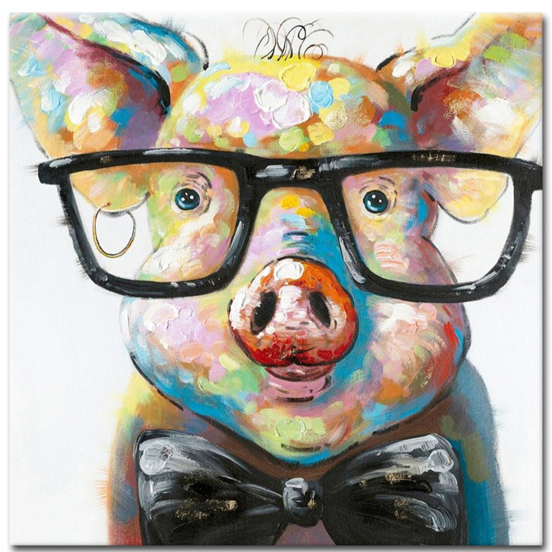 Top Selling Handmade Abstract Oil Painting Wall Art Modern Minimalist Pet Pig Canvas Home Decor For Living Room Bedroom No Frame