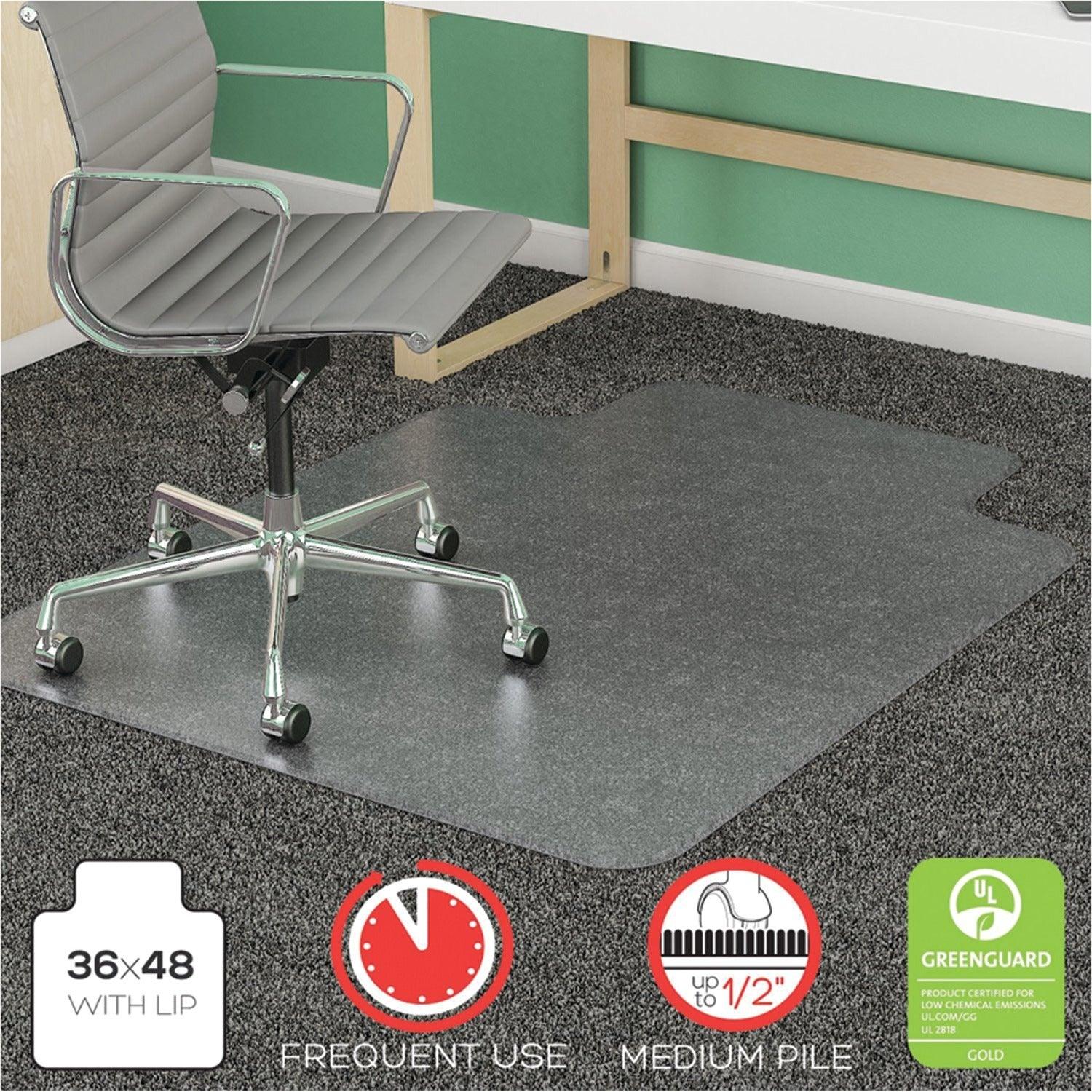 Deflecto CM14113COM Chair Mat with Lip for Carpets (36" x 48", Medium Pile) - FSSA Global Bullet