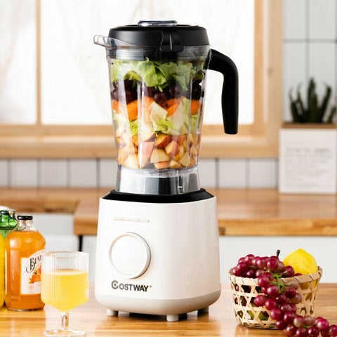1500W Countertop Smoothies Blender with 10 Speed and 6 Pre-Setting Programs - Color: White