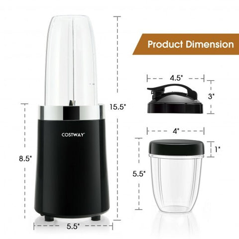 1000W Portable Blender with 6-Blade Design-Black - Color: Black