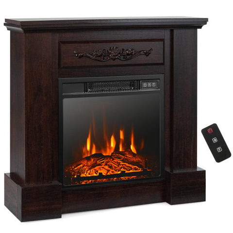 1400W TV Stand Electric Fireplace Mantel with Remote Control-Natural - Color: Natural - Size: 31 inches