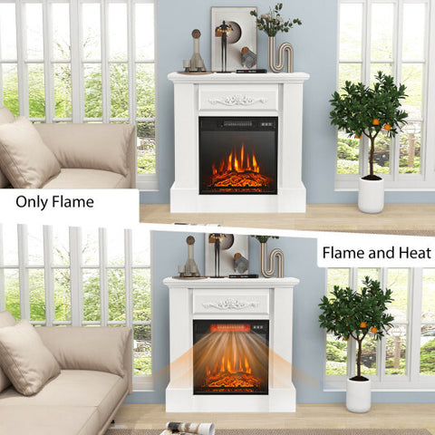1400W TV Stand Electric Fireplace Mantel with Remote Control-White - Color: White