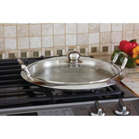 12-Element High-Quality Stainless Steel Round Griddle with See-Thru Glass Cover - FSSA Global Bullet