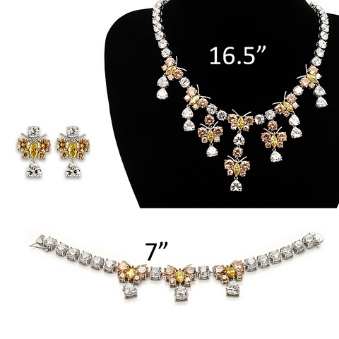 LO1453 - Brass Jewelry Sets Rhodium Women AAA Grade CZ Multi Color