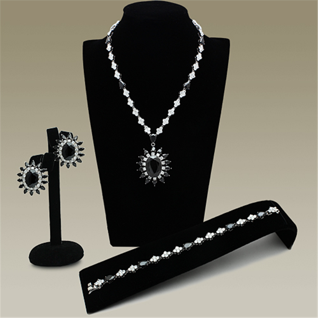 LO2330 - Brass Jewelry Sets Rhodium Women AAA Grade CZ Jet