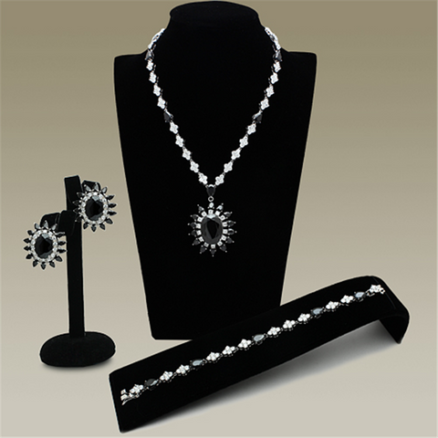 LO2330 - Brass Jewelry Sets Rhodium Women AAA Grade CZ Jet