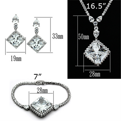 LO2341 - Brass Jewelry Sets Rhodium Women AAA Grade CZ Clear