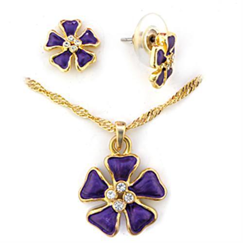 LO269 - White Metal Jewelry Sets Gold Women Top Grade Crystal Clear