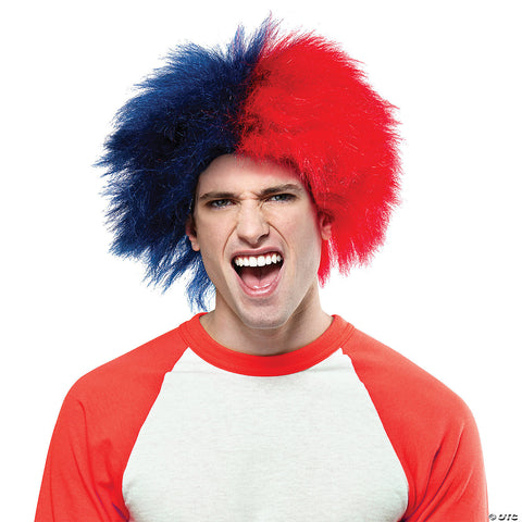BLUE AND RED SPORTS WIG
