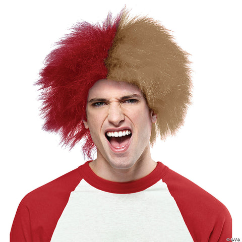 Red and gold sports wig