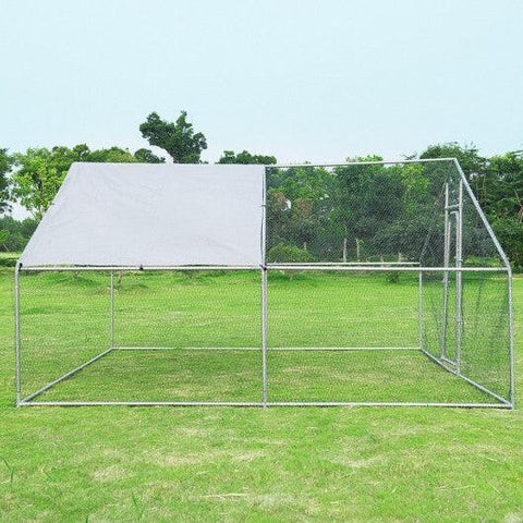 13 x 13 Feet Walk-in Chicken Coop with Waterproof Cover for Outdoor Backyard Farm - FSSA Global Bullet