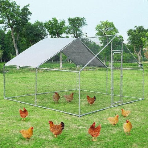 13 x 13 Feet Walk-in Chicken Coop with Waterproof Cover for Outdoor Backyard Farm - FSSA Global Bullet
