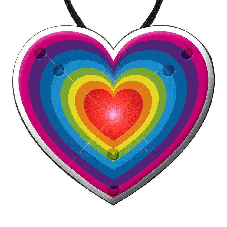 Flashing Retro Love Rainbow Heart Pendant Necklace FSSA Global B