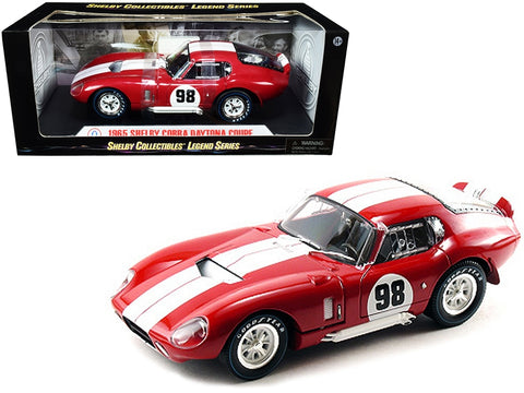 1965 Shelby Cobra Daytona Coupe #98 Red with White Stripes 1/18 Diecast Model Car by Shelby Collectibles