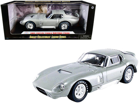 1965 Shelby Cobra Daytona Coupe Silver Metallic 1/18 Diecast Model Car by Shelby Collectibles