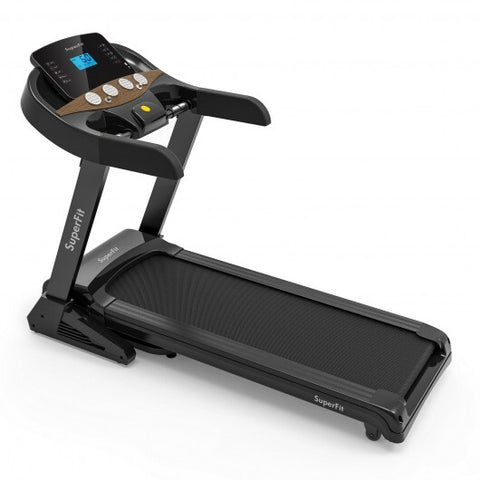 3.75HP Electric Folding Treadmill with Auto Incline 12 Program APP Control - Color: Black - Size: 3-3.75 HP