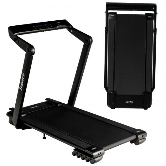 4.0HP Foldable Electric Treadmill Jogging Machine with Speaker LED-Black - Color: Black - Size: 4-4.75 HP
