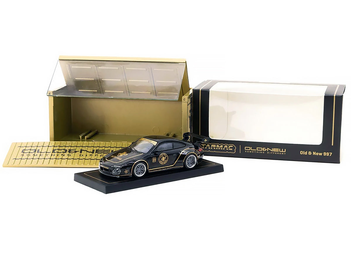 997 Old & New Body Kit #23 Black with Gold Graphics "John Player Special" "Hobby64" Series 1/64 Diecast Model Car by Tarmac Works