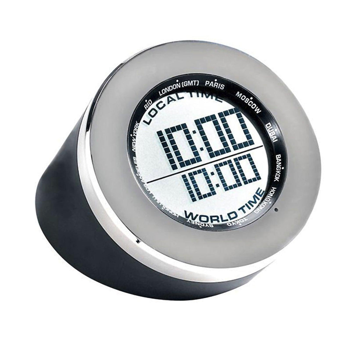 Seth Thomas World Time Multifunction Clock in Black and Silver - FSSA Global Bullet
