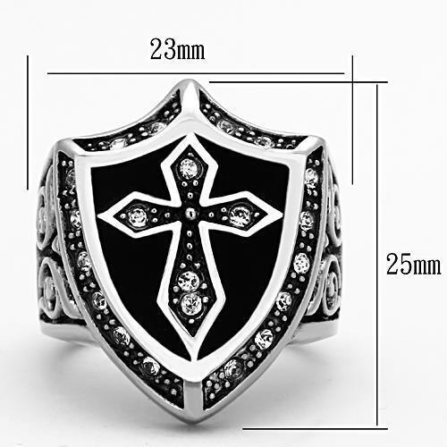TK1349 - Stainless Steel Ring High polished (no plating) Men Top Grade Crystal Clear - FSSA Global Bullet