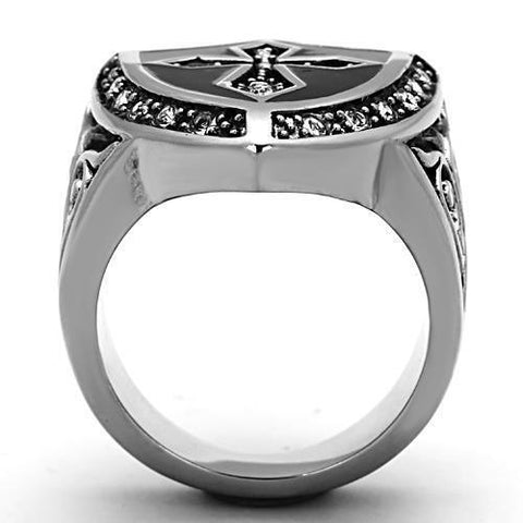 TK1349 - Stainless Steel Ring High polished (no plating) Men Top Grade Crystal Clear - FSSA Global Bullet