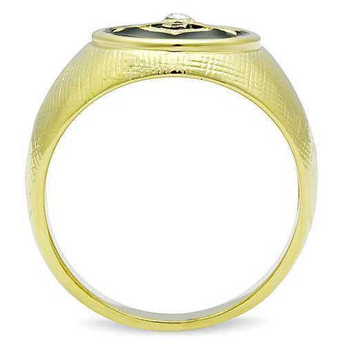 TK1403 - Stainless Steel Ring IP Gold(Ion Plating) Men Top Grade Crystal Clear - FSSA Global Bullet