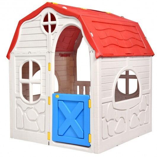 Kids Cottage Playhouse Foldable Plastic Indoor Outdoor Toy - FSSA Global Bullet