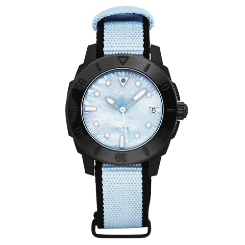Alpina Womens 'Seastrong Diver Gyre' Blue MOP Dial Blue Canvas Strap Automatic Watch AL-525LMPLNB3VG6