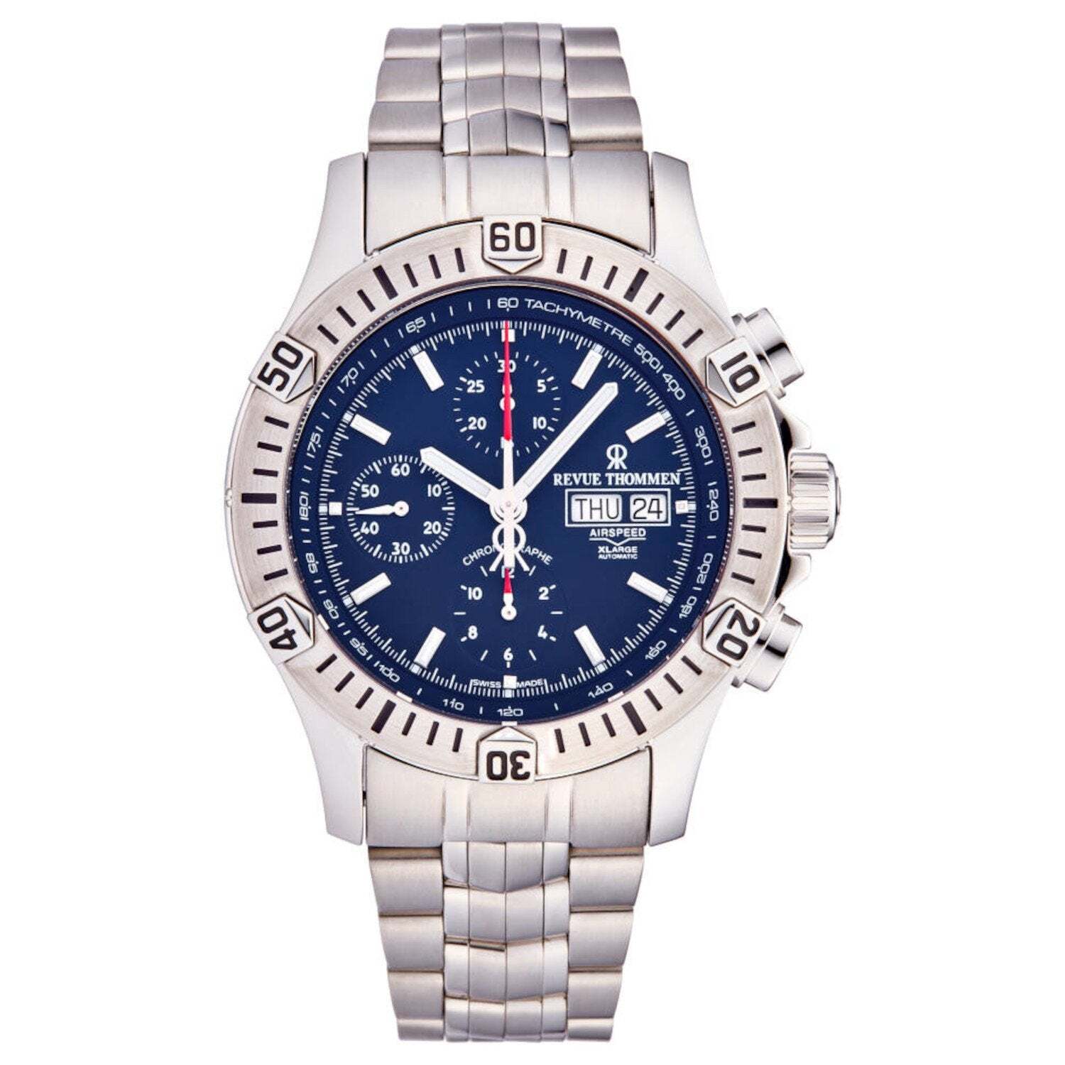 Revue Thommen 16071.6126 Men's 'Airspeed' Blue Dial Day-Date Chronograph Automatic Watch