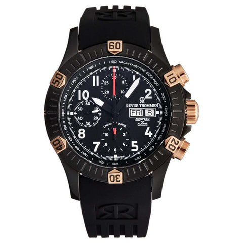 Revue Thommen 16071.6884 Men's 'Airspeed' Black Dial Day-Date Chronograph Automatic Watch