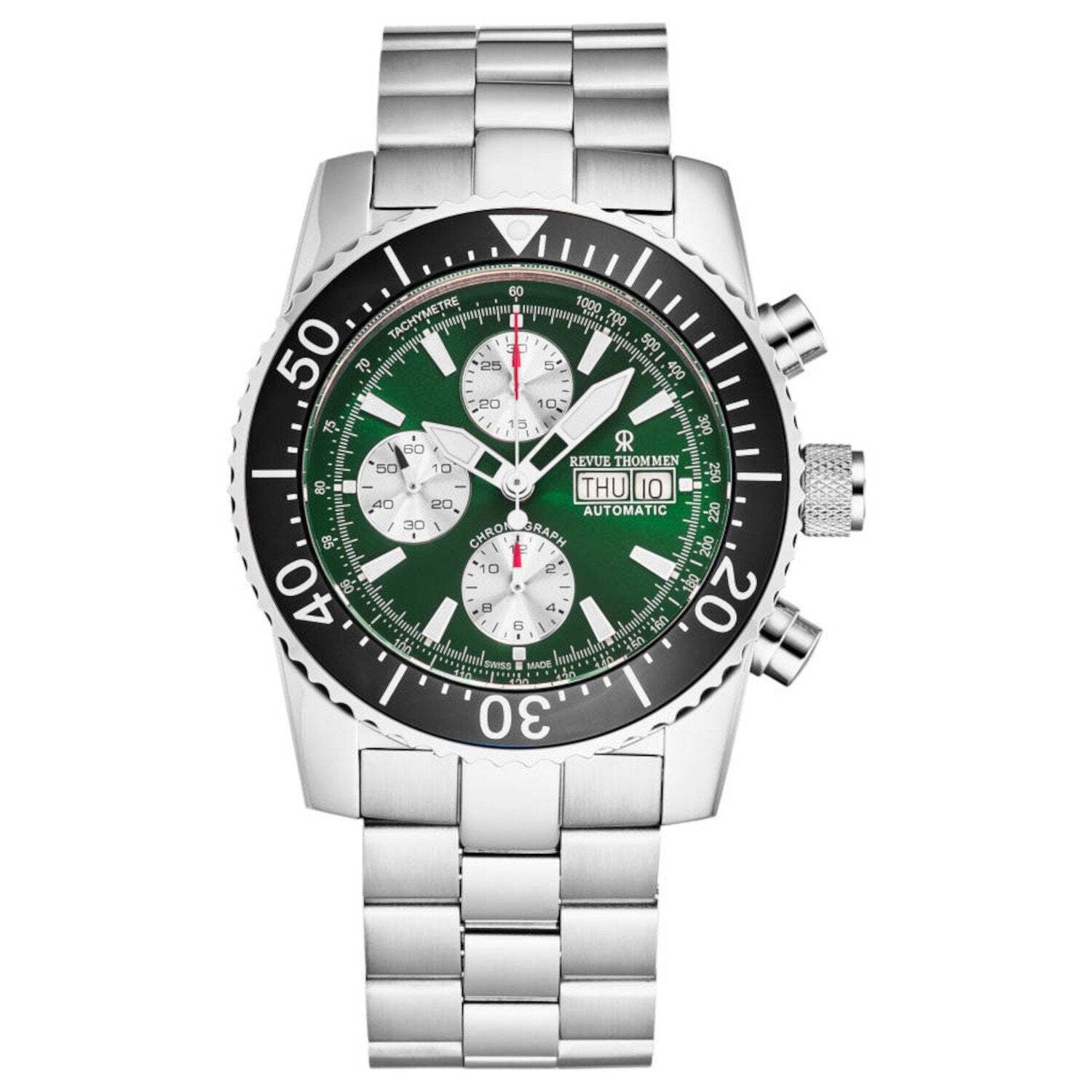 Revue Thommen 17030.6121 Men's 'Divers' Green Dial Day-Date Chronograph Automatic Watch