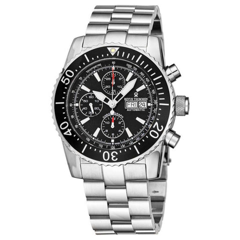 Revue Thommen 17030.6134 Men's 'Air Speed' Black Dial Stainless Steel Chronograph Automatic Watch